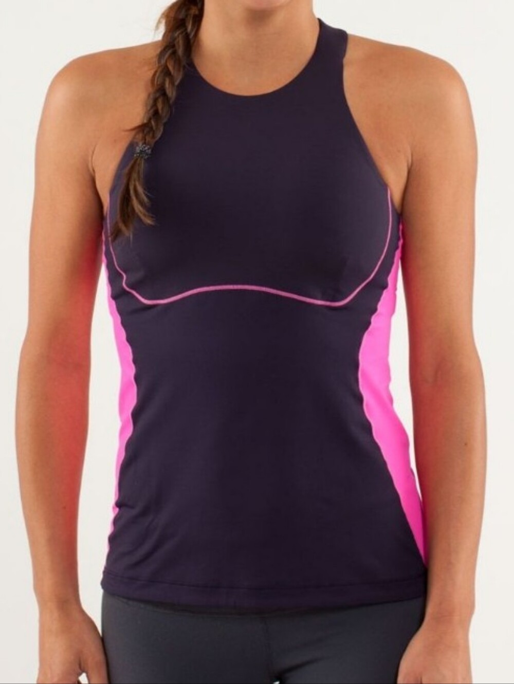 Lululemon Spin It To Win It TankBlack Swan / Raspberry Glo Light Sz 12